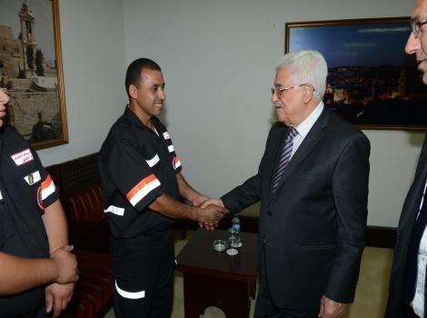 The Palestinian President Receives Burj Al-Luqluq First-Aid Unit